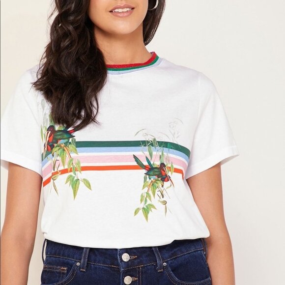 Ted Baker Kathlin Tutti Frutti Print Cotton T-shirt tropical Toucan bird print S - Picture 1 of 16